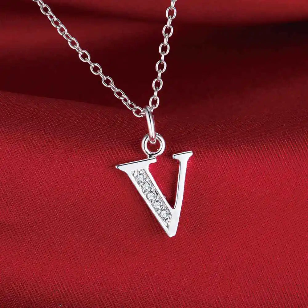 Letters Sterling Silver Necklace Pendant Name Initial