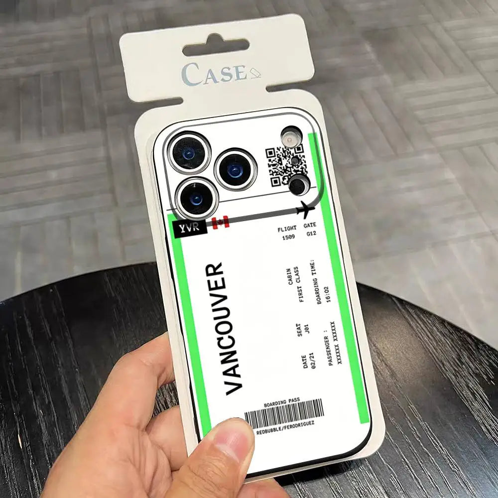 Plane Ticket Phone Case Boarding Pass For iPhone Silcone Cover