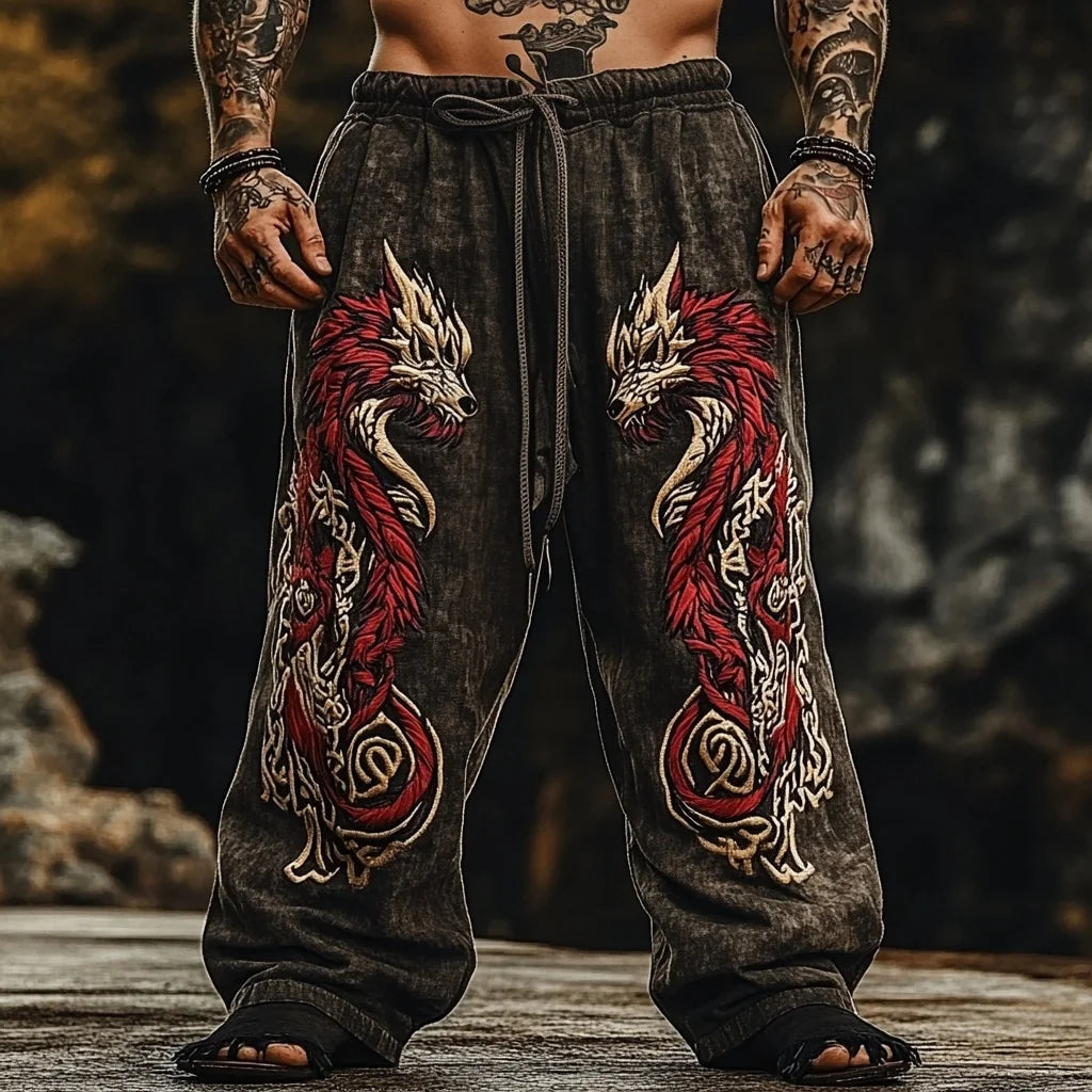 Viking Retro Nordic Totem 3D Print Beach Gym Workout Pants