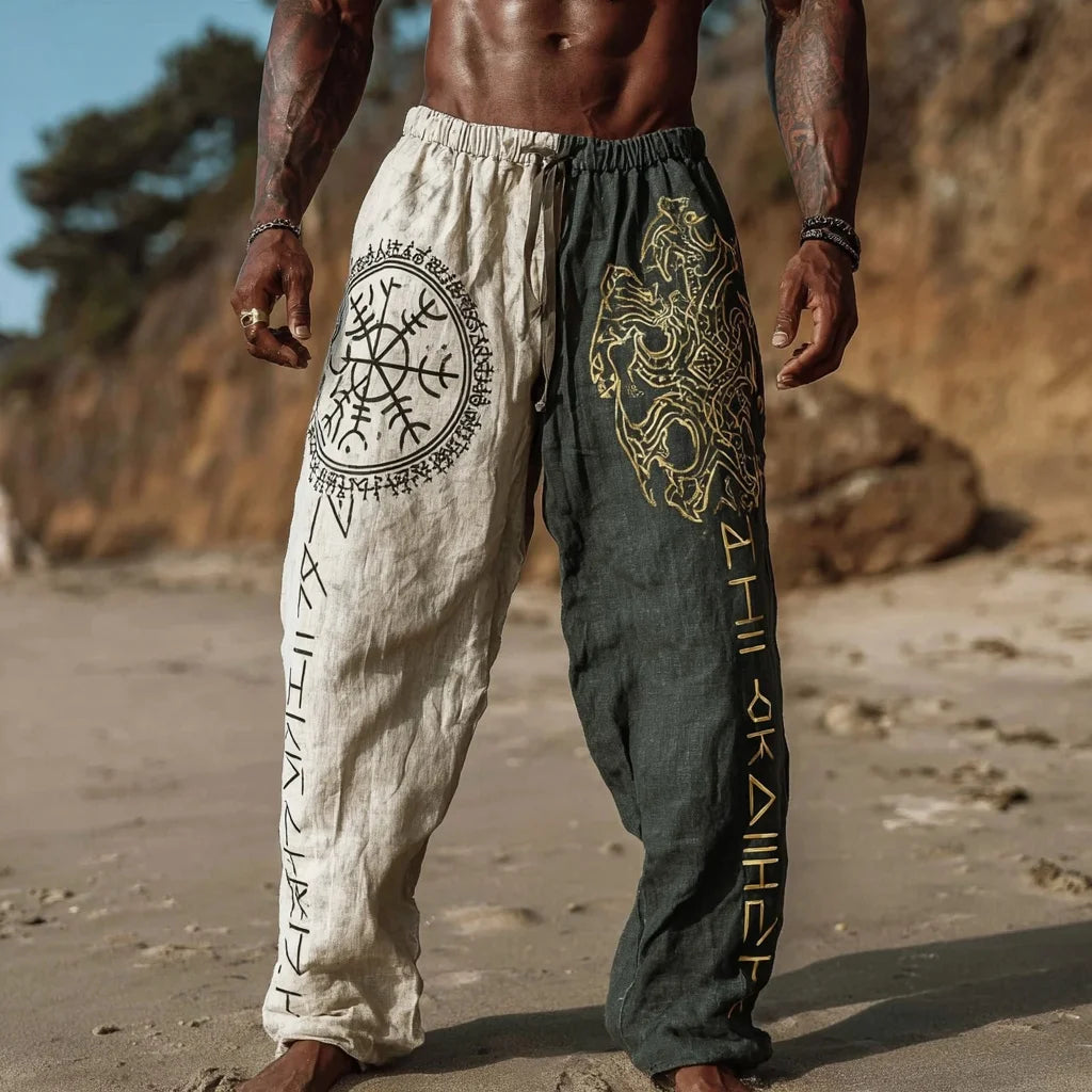 Viking Retro Nordic Totem 3D Print Beach Gym Workout Pants