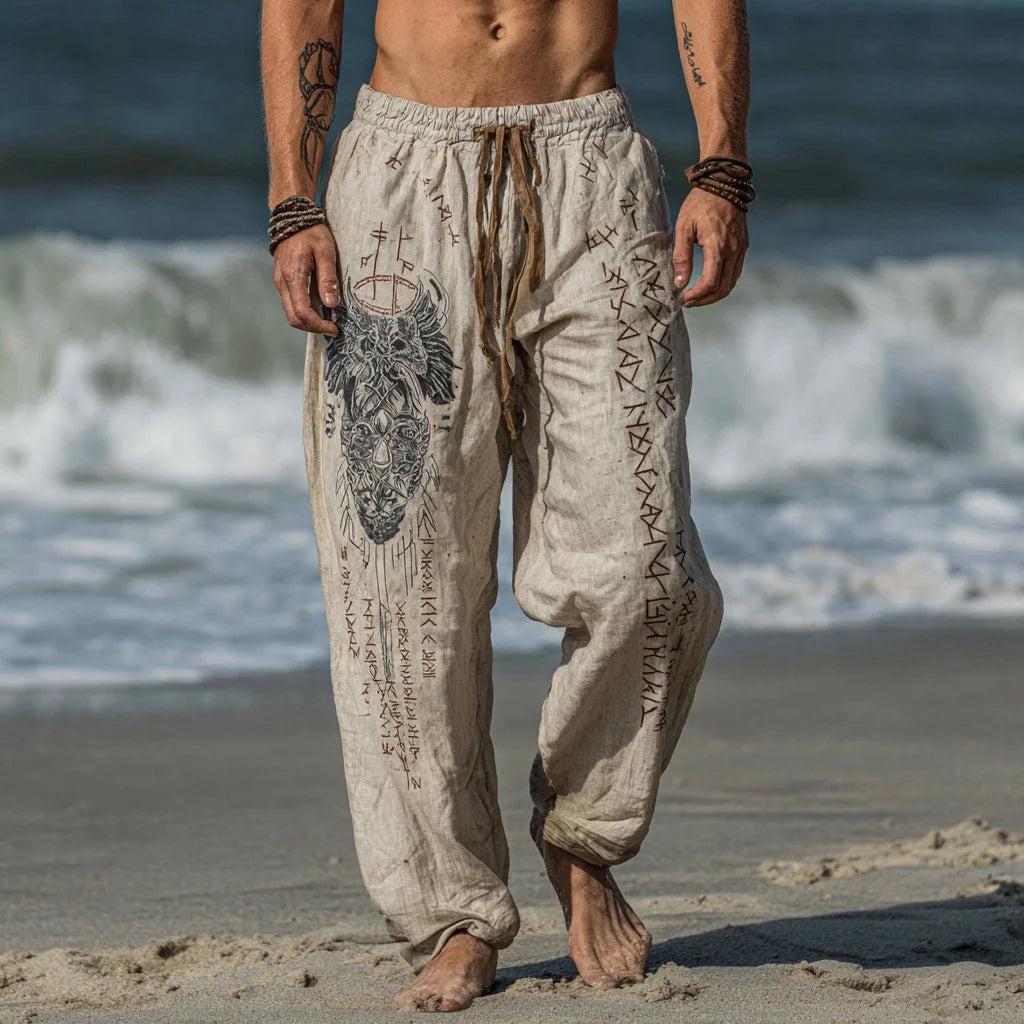 Viking Retro Nordic Totem 3D Print Beach Gym Workout Pants