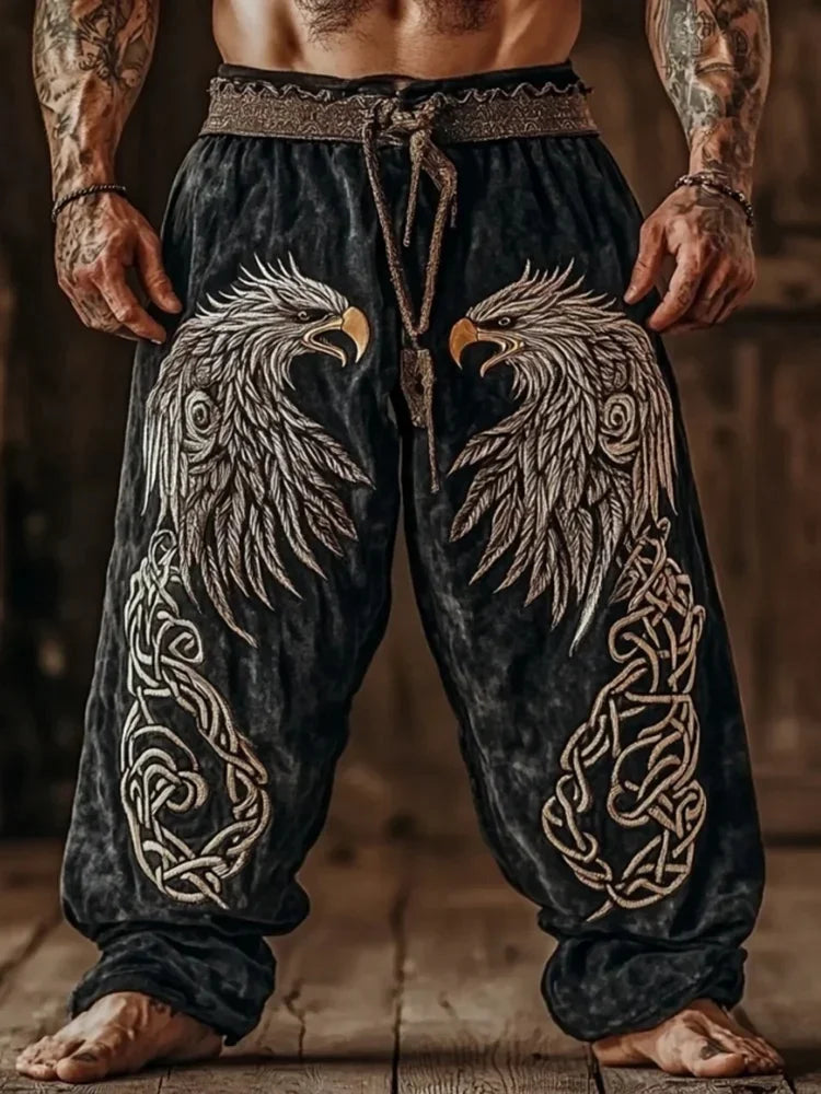 Viking Retro Nordic Totem 3D Print Beach Gym Workout Pants