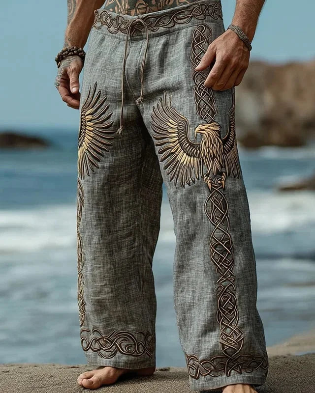 Viking Retro Nordic Totem 3D Print Beach Gym Workout Pants