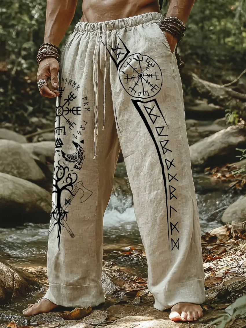 Viking Retro Nordic Totem 3D Print Beach Gym Workout Pants
