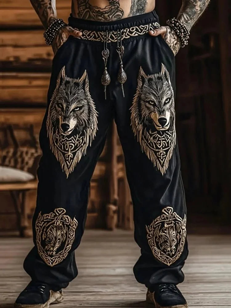 Viking Retro Nordic Totem 3D Print Beach Gym Workout Pants