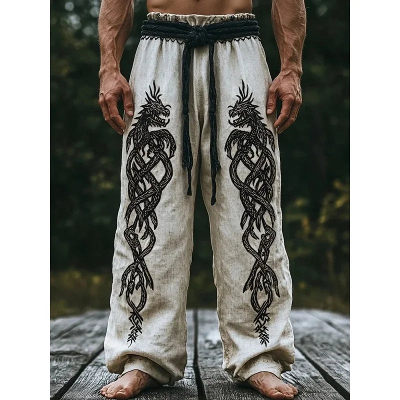 Viking Retro Nordic Totem 3D Print Beach Gym Workout Pants