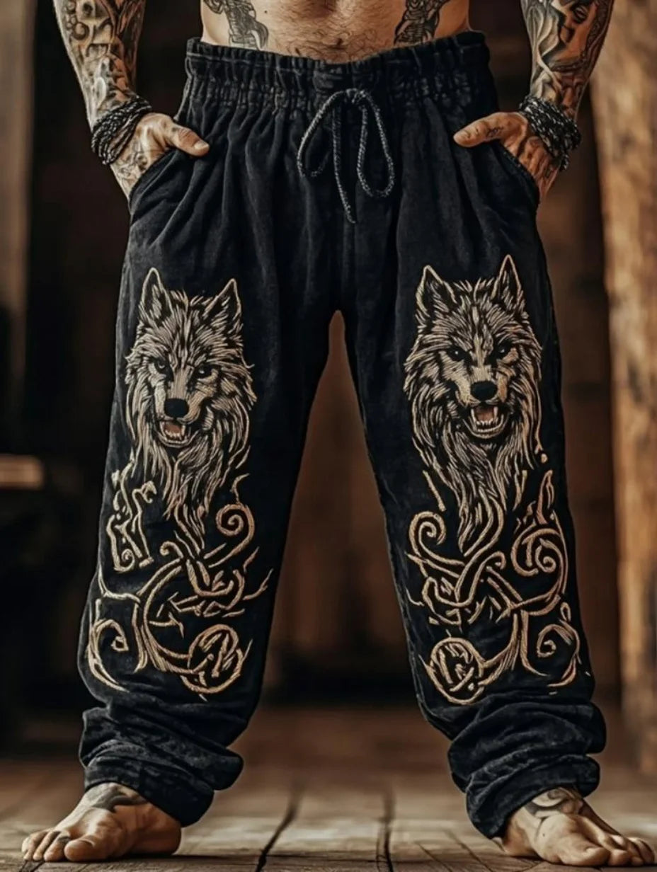 Viking Retro Nordic Totem 3D Print Beach Gym Workout Pants