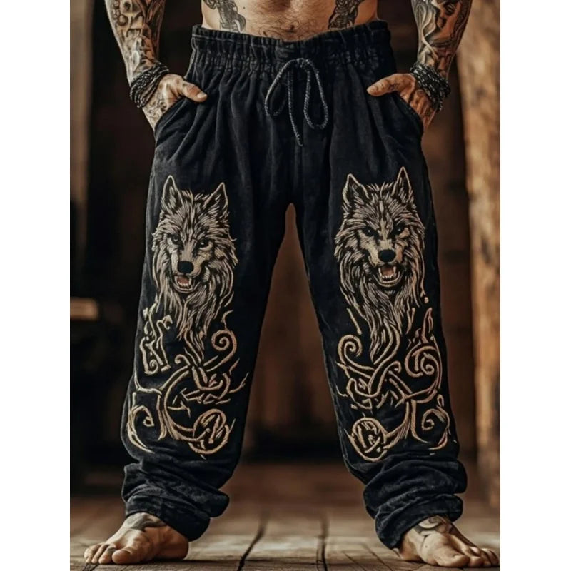 Viking Retro Nordic Totem 3D Print Beach Gym Workout Pants