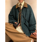 Vintage Men's Bomber Jacket Windbreaker Loose Cargo Outwear