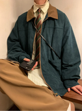 Vintage Men's Bomber Jacket Windbreaker Loose Cargo Outwear