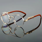 Vintage Round Sunglasses Double Bridge Temple Detailing