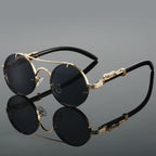 Vintage Round Sunglasses Double Bridge Temple Detailing