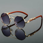 Vintage Round Sunglasses Double Bridge Temple Detailing