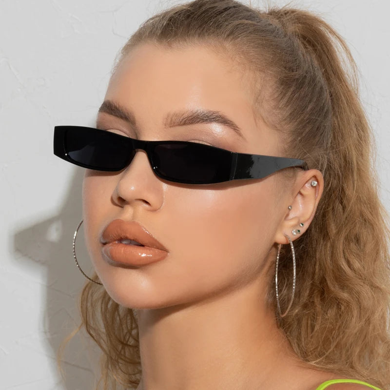 Vintage Slimline Sunglasses Women's Narrow Frame Leopard Retro Look