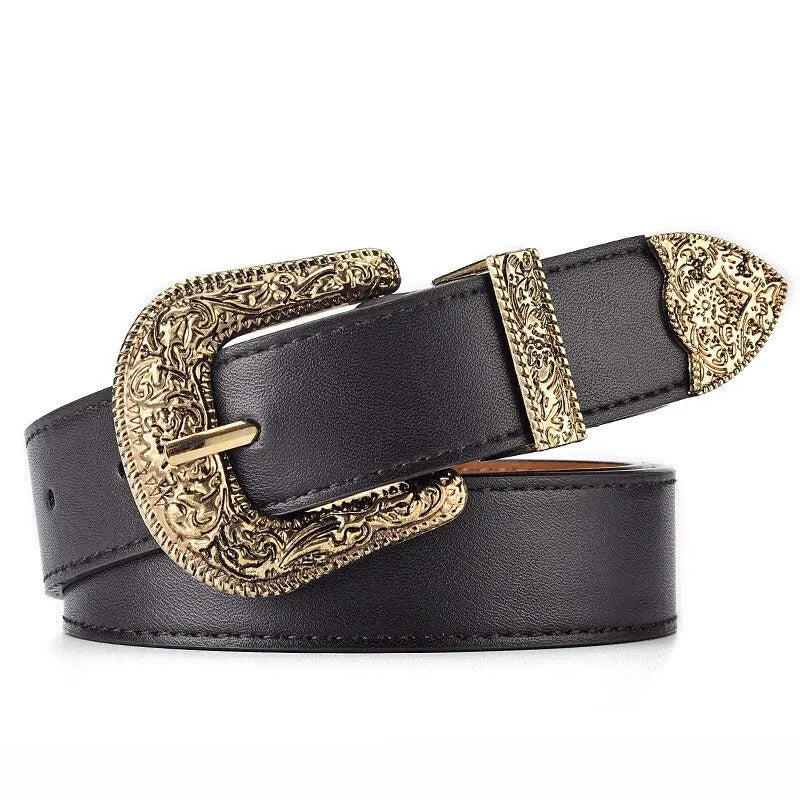 Vintage Belt Etched Ornate Retro Buckle
