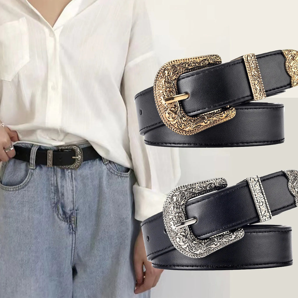 Vintage Belt Etched Ornate Retro Buckle