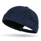 Navy blue brimless baseball cap tang hat on a white background