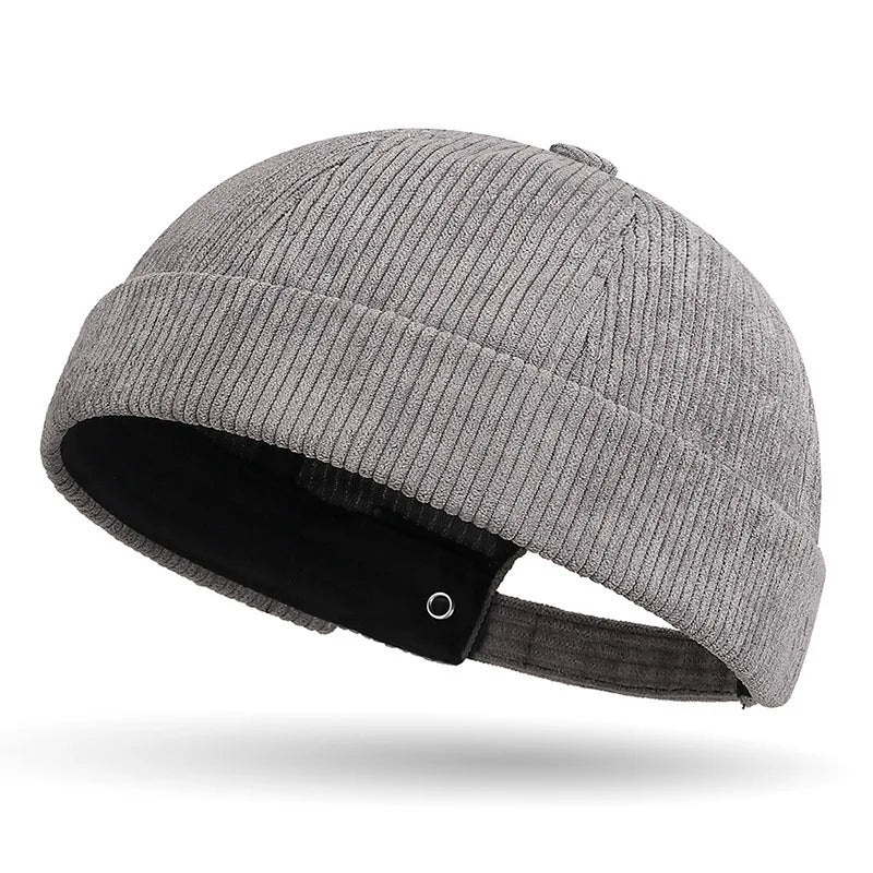 Gray brimless baseball cap tang hat on a white background