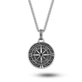 Vintage Compass Nordic Pendant Necklace - Stainless Steel Chain Alloy Charm