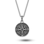 Vintage Compass Nordic Pendant Necklace - Stainless Steel Chain Alloy Charm