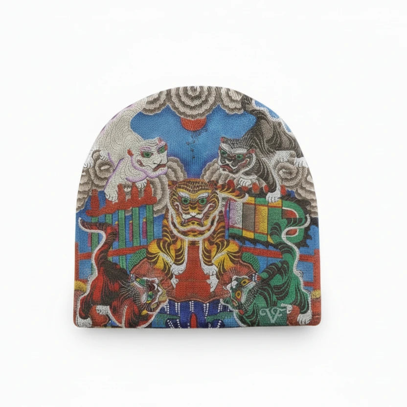 Vintage Goth Mythical Tiger Beanie Psychedelic Unisex