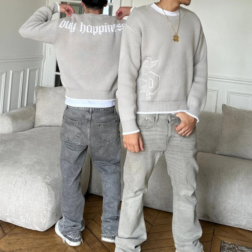 Buy Happiness | Vintage Knitted Sweater Dollar Sign Embroidered Pullover