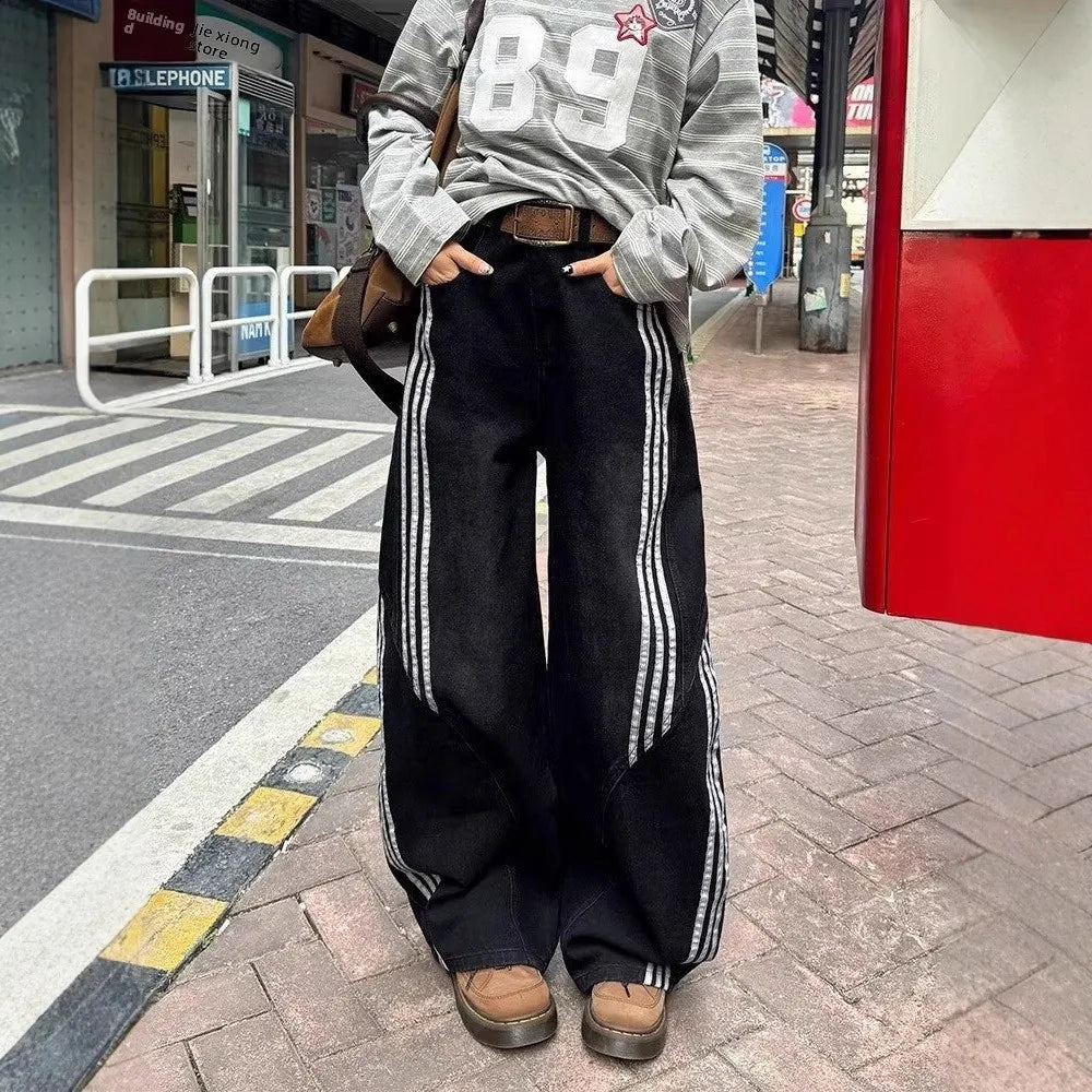 Vintage Knife Barrel Striped Baggy Jeans