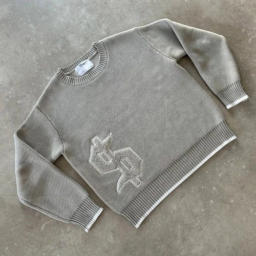 Buy Happiness | Vintage Knitted Sweater Dollar Sign Embroidered Pullover