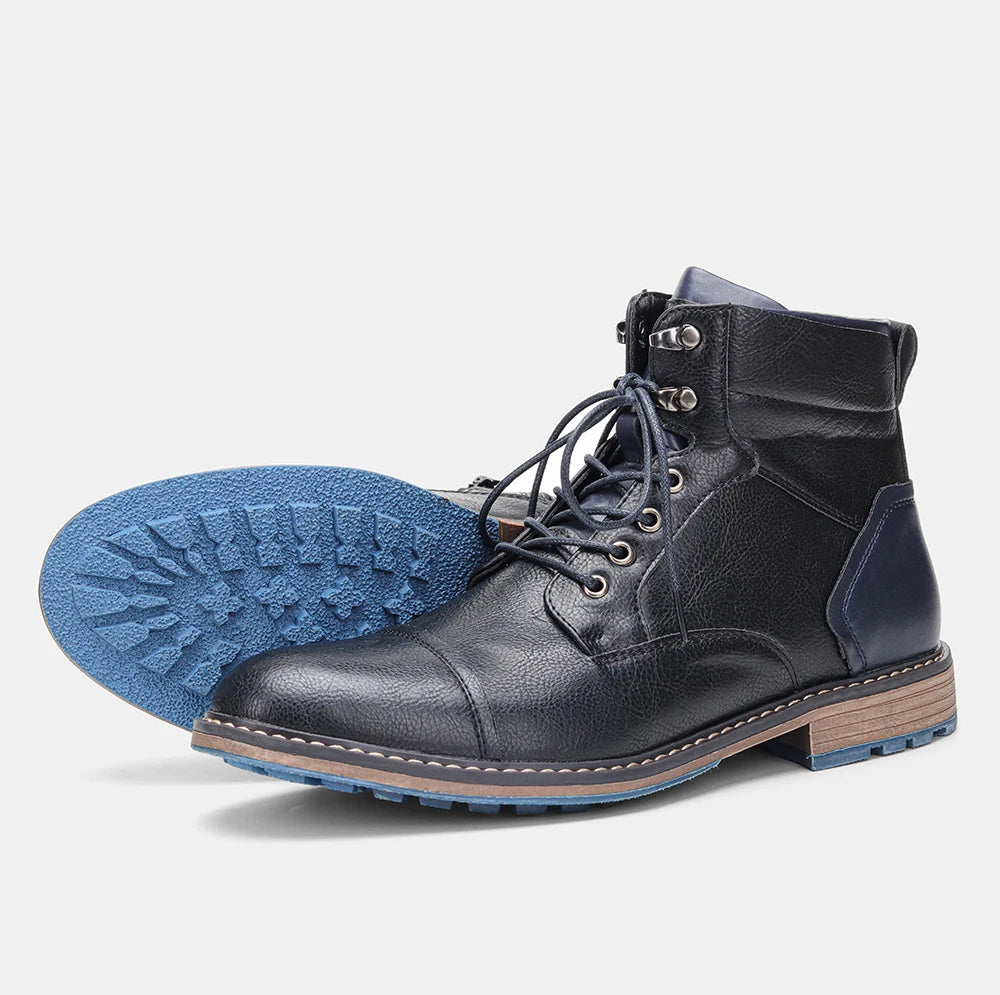Vintage Leather Ankle Boots Retro Design