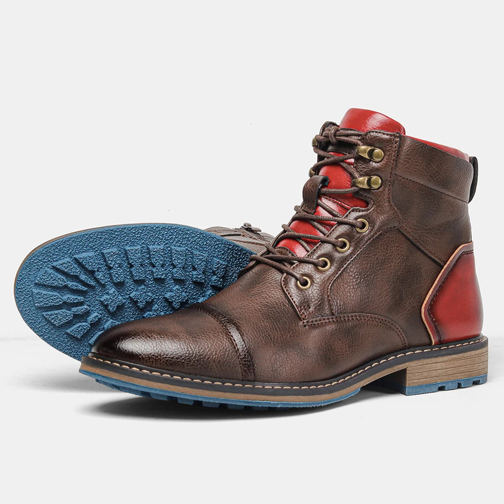 Vintage Leather Ankle Boots Retro Design