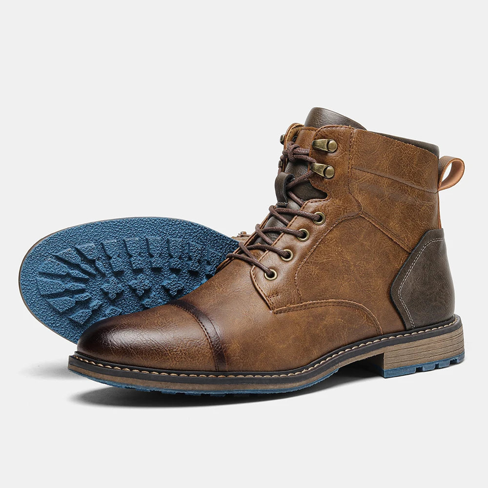 Vintage Leather Ankle Boots Retro Design