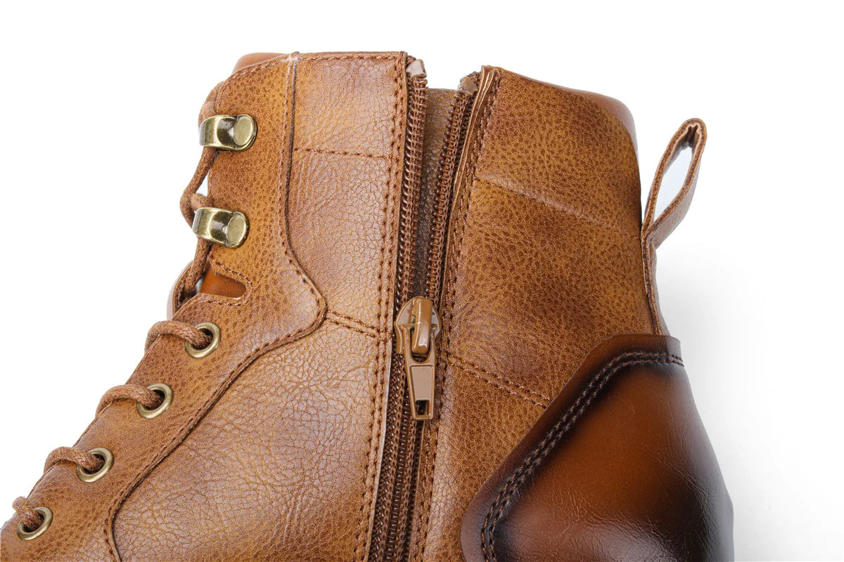 Vintage Leather Ankle Boots Retro Design