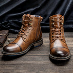 Vintage Leather Ankle Boots Retro Design
