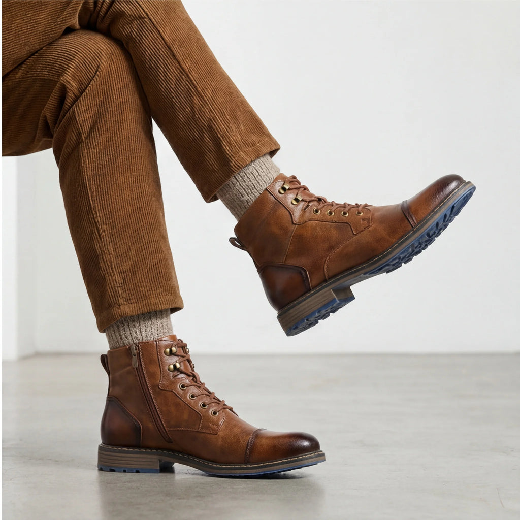 Vintage Leather Ankle Boots Retro Design