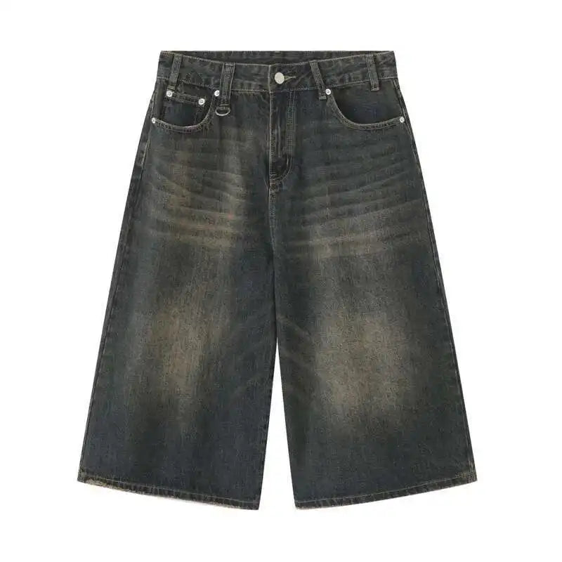 Vintage Men's Ultra Long Jorts Baggy Loose Shorts Jeans