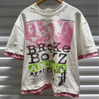 Vintage Double Layered T-Shirt Street Graffiti Micro Distressed Oversized
