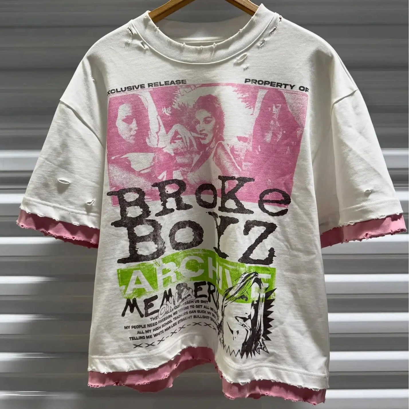 Vintage Streetwear Spliced T-Shirt Graffiti Graphic Oversized