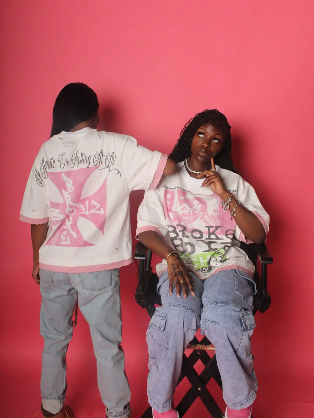 Vintage Streetwear Double Layered T-Shirt Graffiti Spliced Oversized