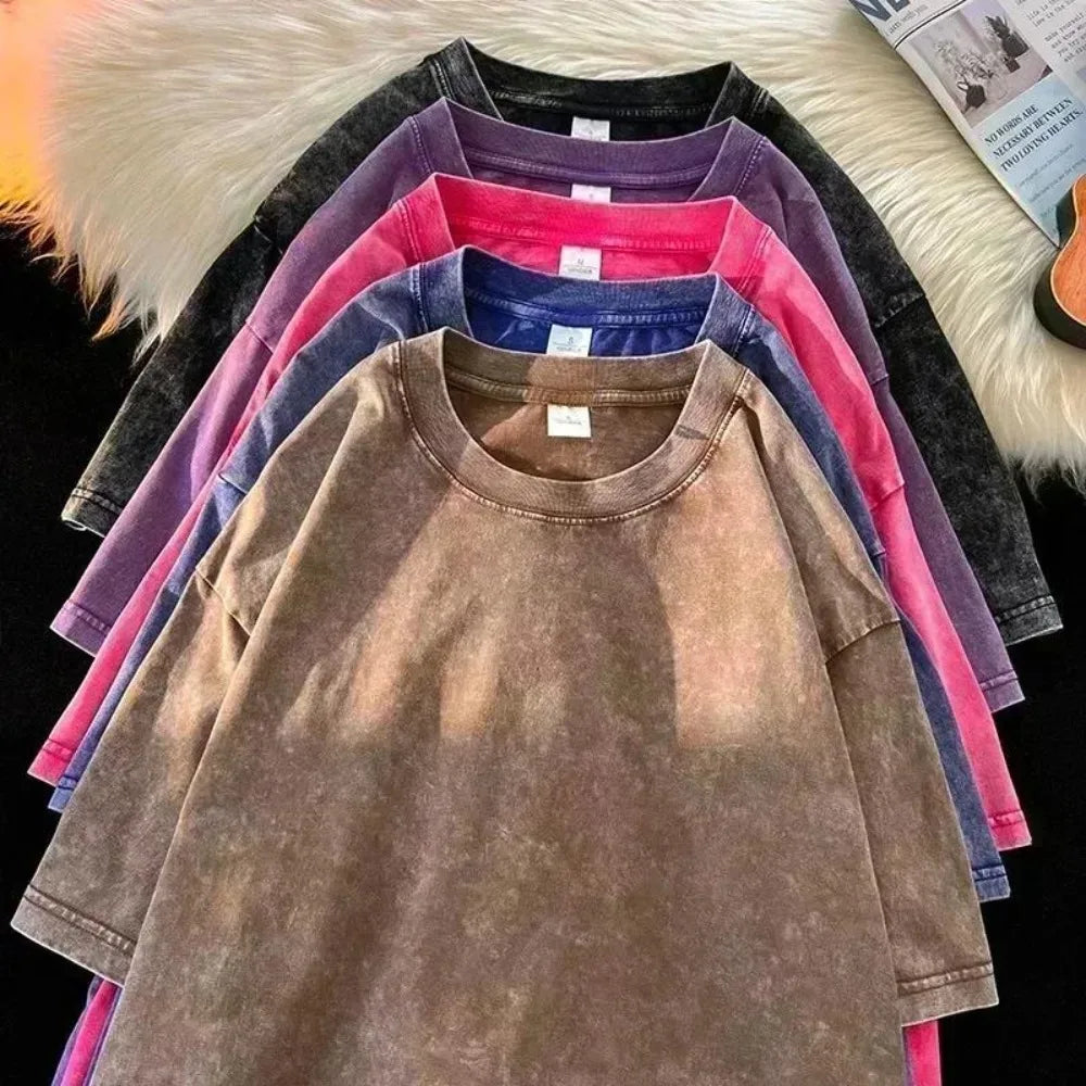 Vintage Washed Heavyweight 230g Cotton Large Size T-shirt