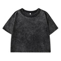 Black cropped t-shirt on a white background