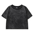 Black cropped t-shirt on a white background
