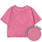 Pink t-shirt with rhinestones and 'Rhinestones Craft' logo on a white background