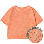 Vintage Washed Crop Top Plain or Rhinestones Cotton T-shirt rhinestones orange
