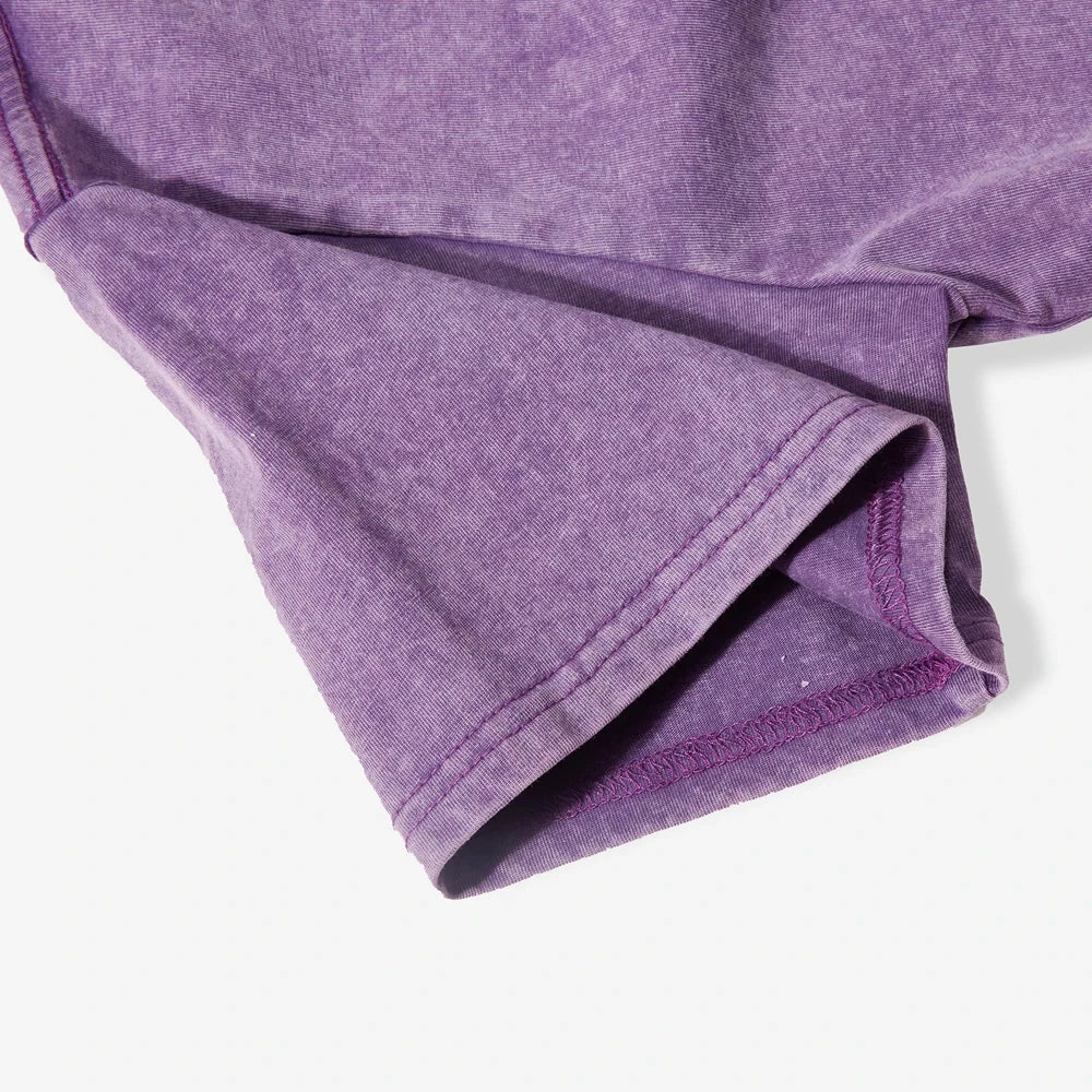 Purple crop top washed cotton tee shirt