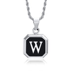 Name Initial Personalised Necklace A-Z Square Stainless Steel Pendant