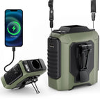 Green portable air cooling fan.