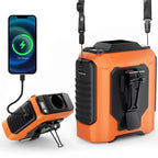Orange and black portable air cooling fan. 