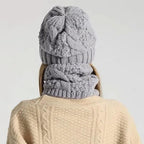 Women's Beanie Scarf 2pcs Set Knitted Thick Fleece Warm Winter Hat