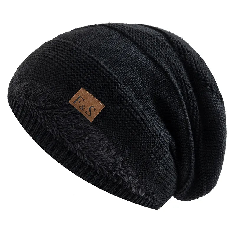 Warm Slouchy Beanie Baggy Hat Velvet-Lined Winter Skullies