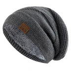 Warm Slouchy Beanie Baggy Hat Velvet-Lined Winter Skullies